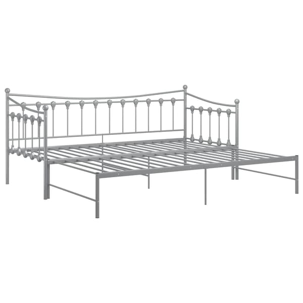 vidaXL Utdragbar sängram bäddsoffa grå metall 90x200 cm grå