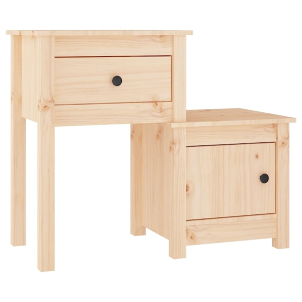 vidaXL Sängbord 79,5x38x65,5 cm massiv furu Brun