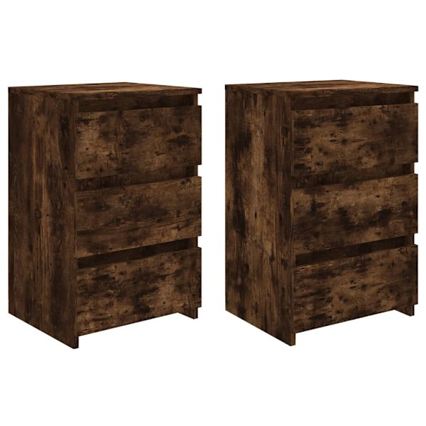 vidaXL Sängbord 2 st rökfärgad ek 40x35x62,5 cm konstruerat trä Brun