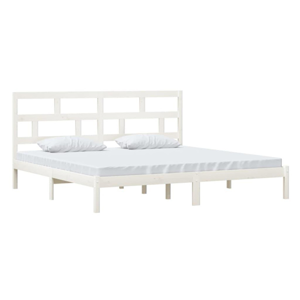vidaXL Sängram vit massiv furu 200x200 cm Vit
