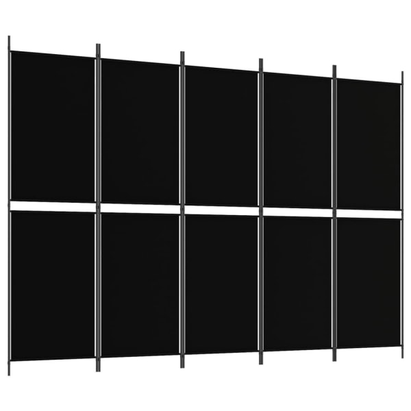 vidaXL Rumsavdelare 5 paneler svart 250x180 cm tyg Svart
