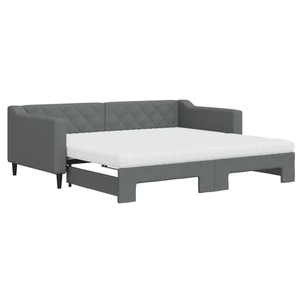 vidaXL Dagbädd med extrabädd och madrasser mörkgrå 90x190 cm tyg Grå