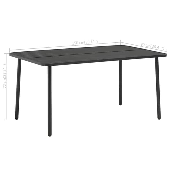 vidaXL Trädgårdsbord mörkgrå 150x90x72 cm stål grå