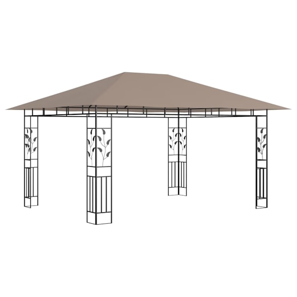 vidaXL Paviljong med myggnät 4x3x2,73 m taupe 180 g/m² Taupe