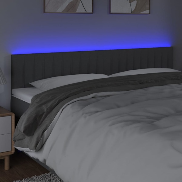vidaXL Sänggavel LED mörkgrå 160x5x78/88 cm tyg Grå