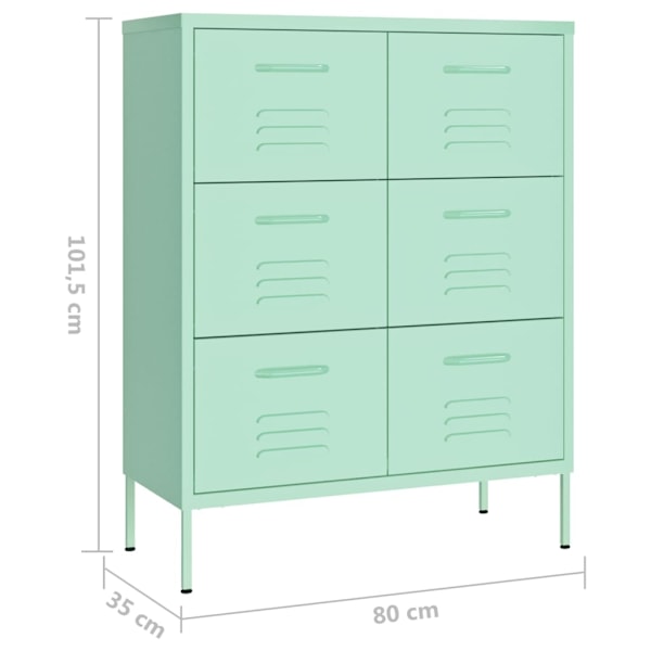 vidaXL Byrå mintgrön 80x35x101,5 cm stål Blå