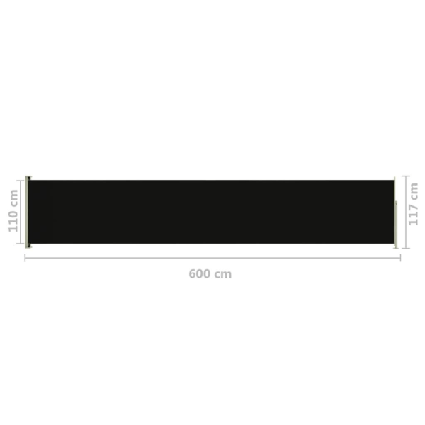 vidaXL Infällbar sidomarkis 117x600 cm svart Svart
