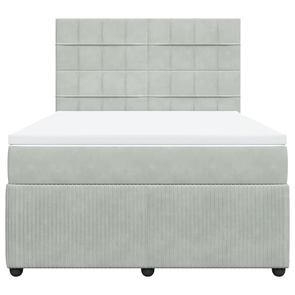 vidaXL Ramsäng med madrass ljusgrå 160x200 cm sammet Grå