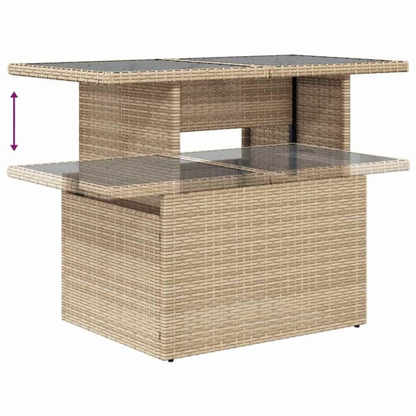 vidaXL Trädgårdsoffset med kudde 7 pcs Beige Poly rattan Beige