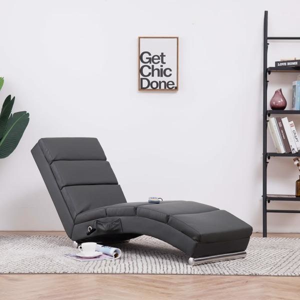 vidaXL Massageschäslong grå konstläder grå
