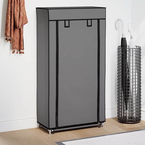 vidaXL Skoförvaring med överdrag grå 58x28x106 cm tyg grå