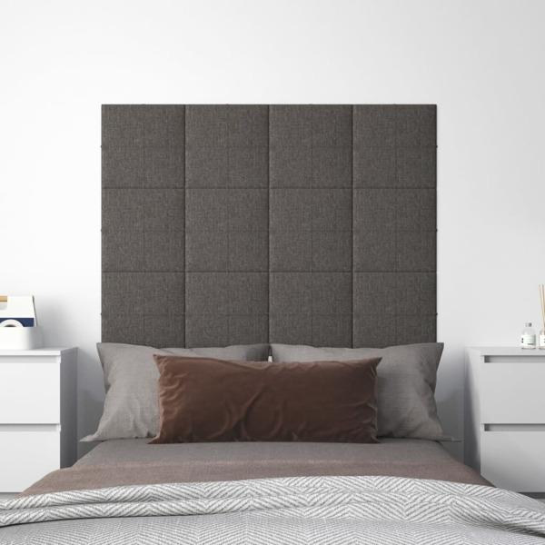 vidaXL Väggpaneler 12 st mörkgrå 30x30 cm tyg 1,08 m² Grå