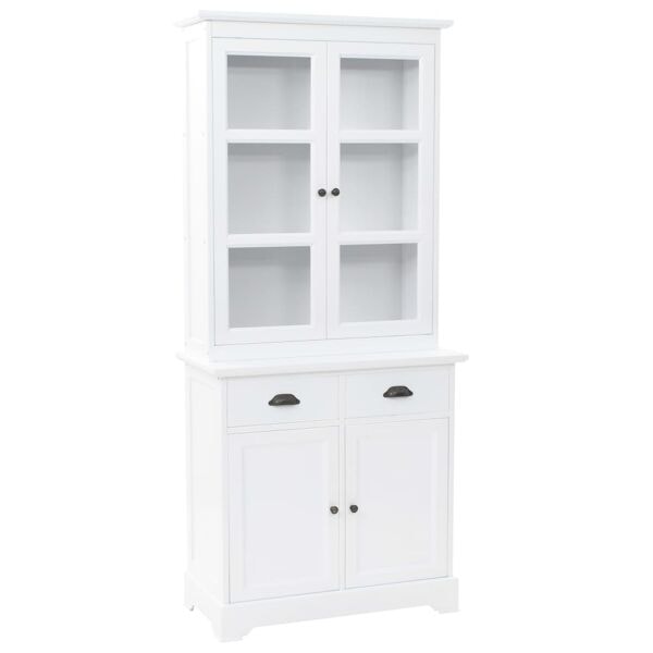 vidaXL Vitrinskåp med 4 luckor MDF och furu 80x40x180 cm Vit