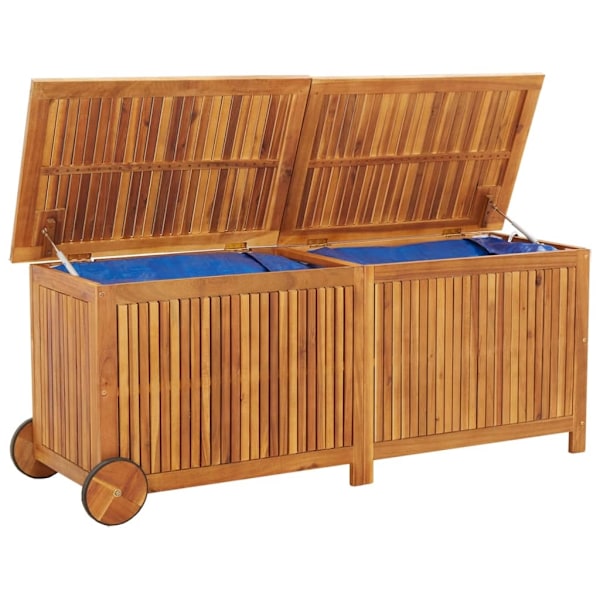 vidaXL Dynbox med hjul 150x50x58 cm massivt akaciaträ Brun