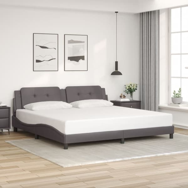 vidaXL Sängram med LED-belysning grå 200x200 cm konstläder Grå