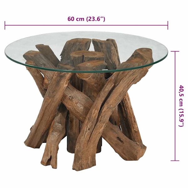 vidaXL Soffbord i massivt teakträ 60 cm Brun