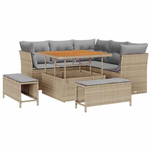 vidaXL Trädgårdsoffset 8 st Beige konstrotting Beige