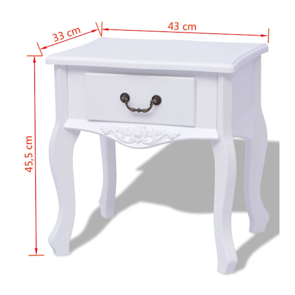 vidaXL Sängbord 2 st MDF vit Vit