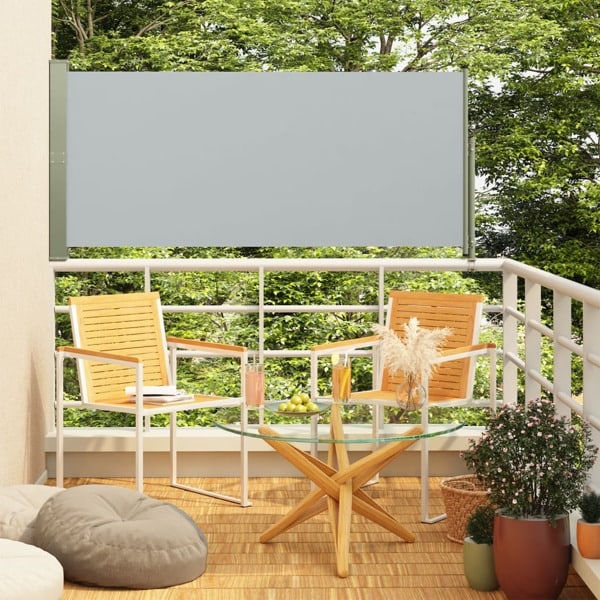 vidaXL Infällbar sidomarkis 140x300 cm grå grå