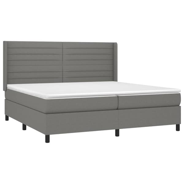 vidaXL Ramsäng med madrass & LED mörkgrå 200x200 cm tyg Grå