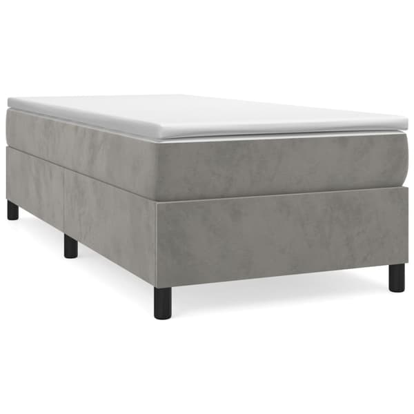 vidaXL Ramsäng med madrass ljusgrå 90x200 cm sammet Grå