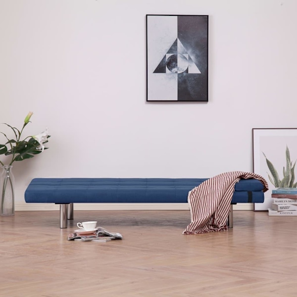 vidaXL Bäddsoffa med två kuddar blå polyester Blå