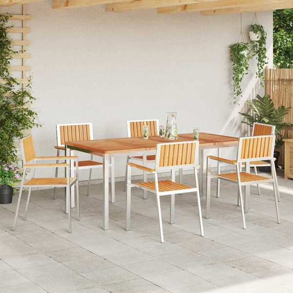 vidaXL Utomhusmatbord 7 st 180 x 90 x 75 cm Brun
