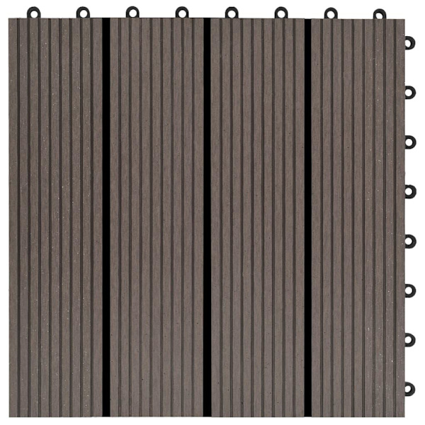 vidaXL Trall 22 st 30x30 cm 2 kvm WPC mörkbrun Brun