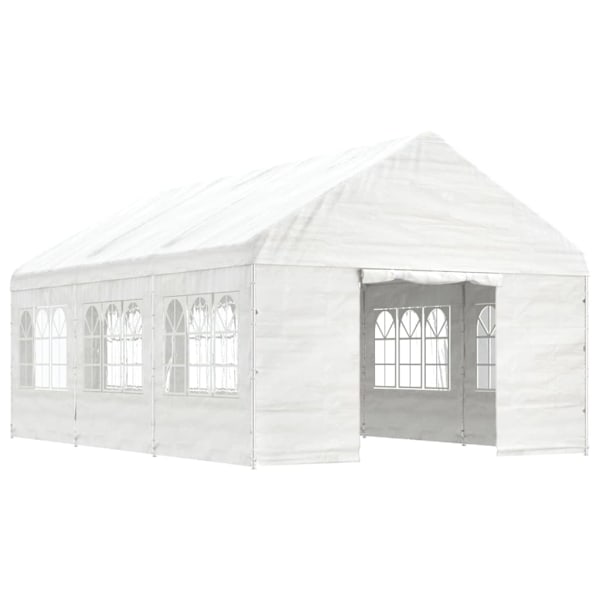 vidaXL Paviljong med tak vit 6,69x4,08x3,22 m polyeten Vit