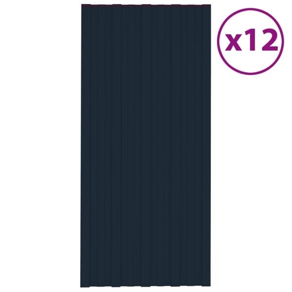 vidaXL Takprofiler 12 st galvaniserat stål antracit 100x45 cm Anthracite