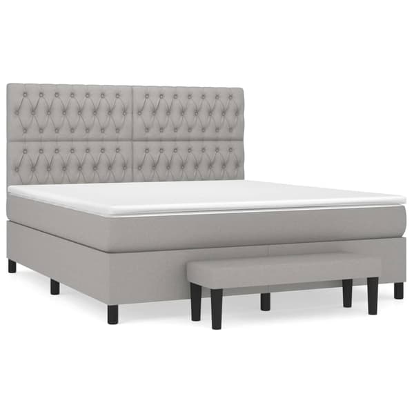 vidaXL Ramsäng med madrass ljusgrå 180x200 cm tyg Grå