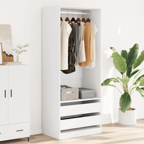 vidaXL Garderob vit 80x50x200 cm konstruerat trä Vit