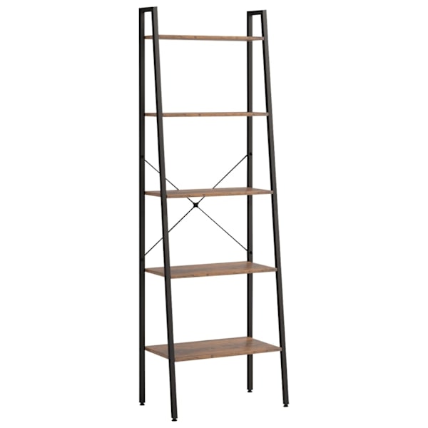 vidaXL Hylla 5 plan mörkbrun och svart 56x35x174 cm Brun