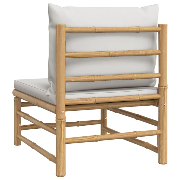 vidaXL Soffa mittdel med ljusgråa dynor bambu Grå