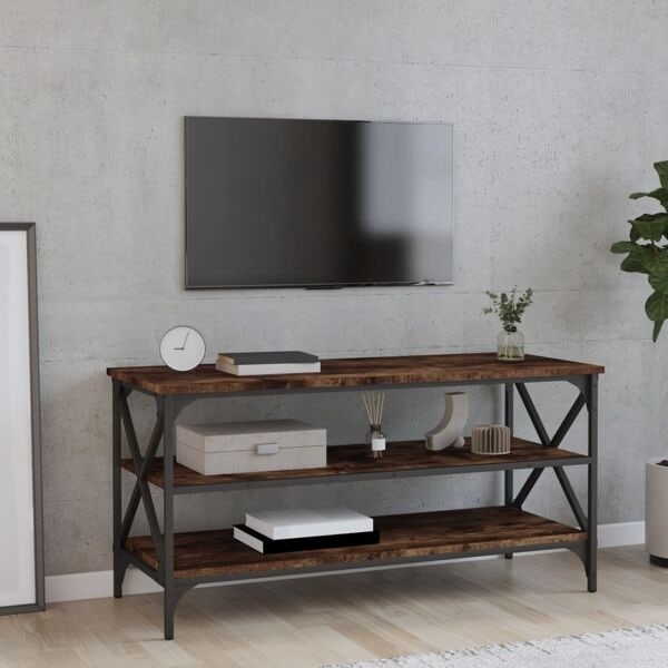 vidaXL Tv-bänk rökfärgad ek 100x40x50 cm konstruerat trä Brun