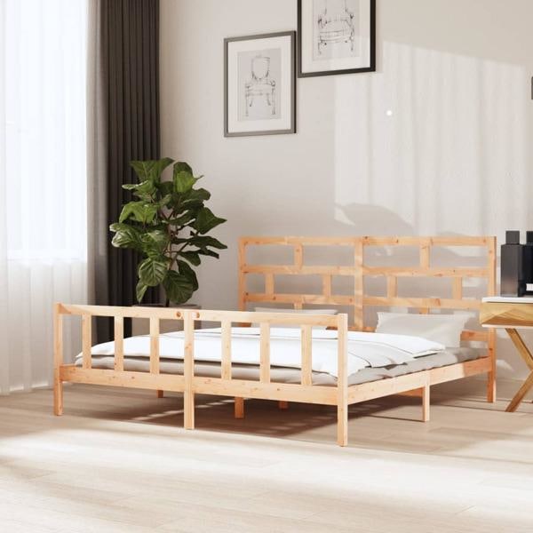 vidaXL Sängram massiv furu 180x200 cm Brun
