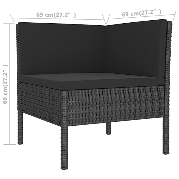 vidaXL Loungegrupp med dynor 5 delar konstrotting svart Svart