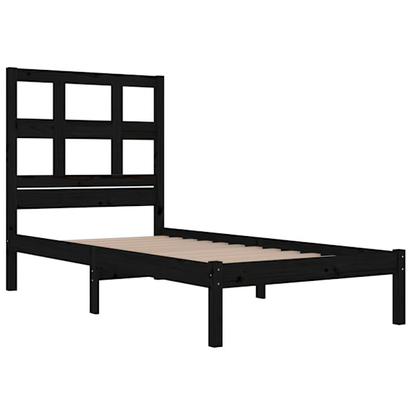 vidaXL Sängram svart massiv furu 100x200 cm enkelsäng Svart