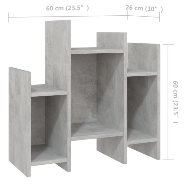 vidaXL Bokhylla betonggrå 60x26x60 cm konstruerat trä grå