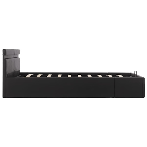 vidaXL Sängram hydraulisk förvaring LED svart konstläder 160x200 Svart