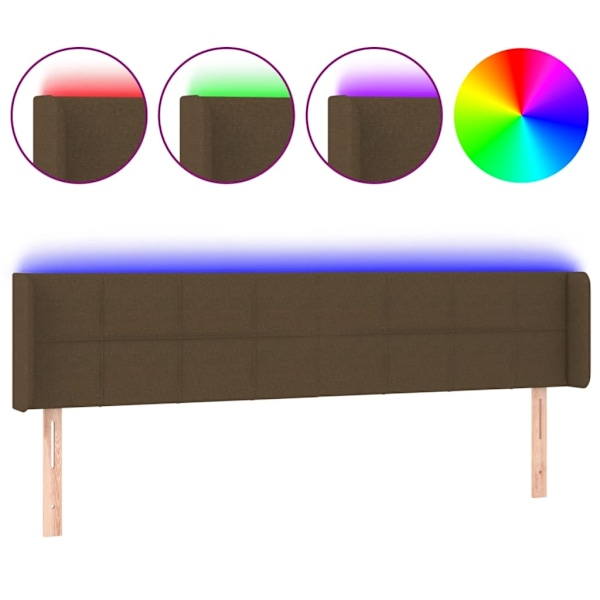 vidaXL Sänggavel LED mörkbrun 183x16x78/88 cm tyg Brun