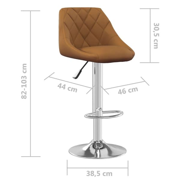 vidaXL Barstolar 2 st brun sammet Brun