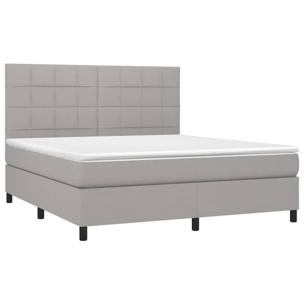 vidaXL Ramsäng med madrass ljusgrå 180x200 cm tyg Grå