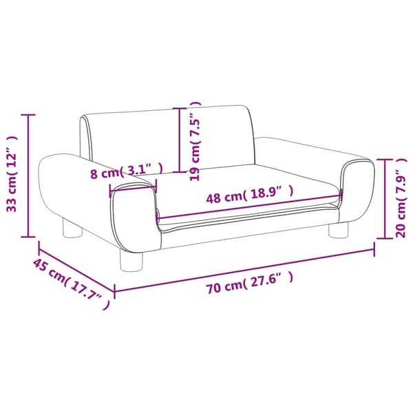 vidaXL Barnsoffa brun 70x45x33 cm sammet Brun