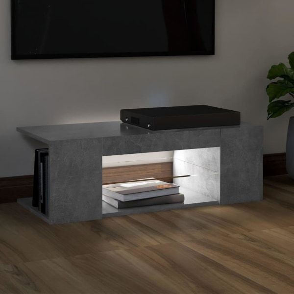 vidaXL TV-bänk med LED-belysning betonggrå 90x39x30 cm grå