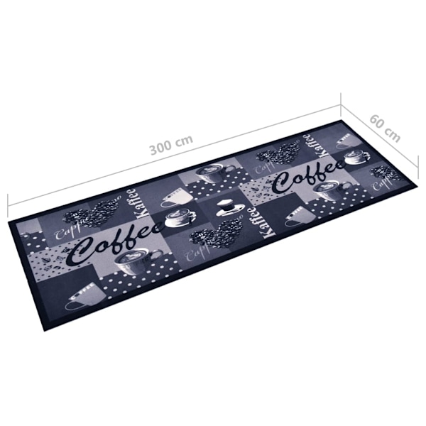 vidaXL Köksmatta maskintvättbar kaffe blå 60x300 cm multifärg