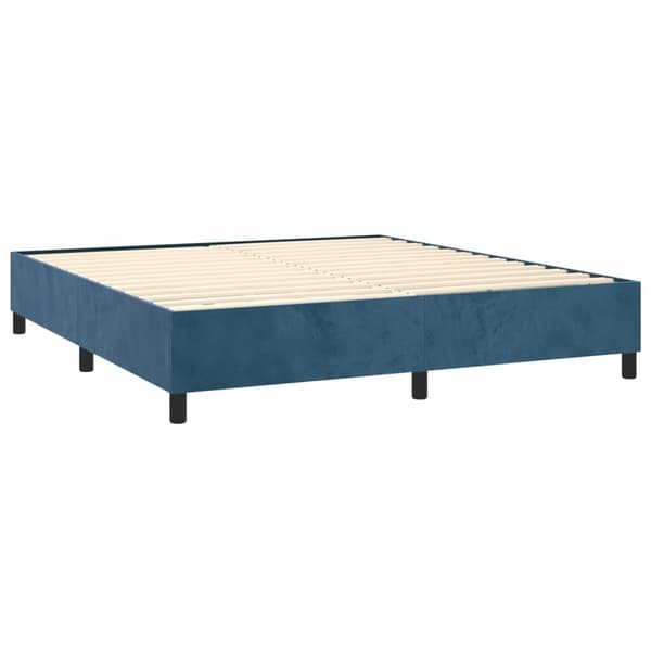 vidaXL Ramsäng med madrass mörkblå 180x200 cm sammet Blå