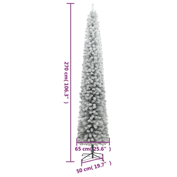 vidaXL Smal julgran med stativ och snö 270 cm PVC Vit