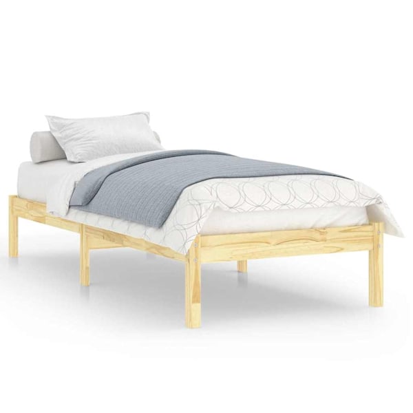 vidaXL Sängram massivt trä 75x190 cm Brun