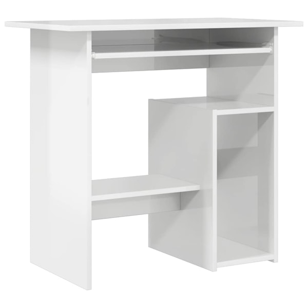 vidaXL Skrivbord vit högglans 80x45x74 cm konstruerat trä Vit